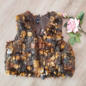 New Directions petite faux fur vest brown